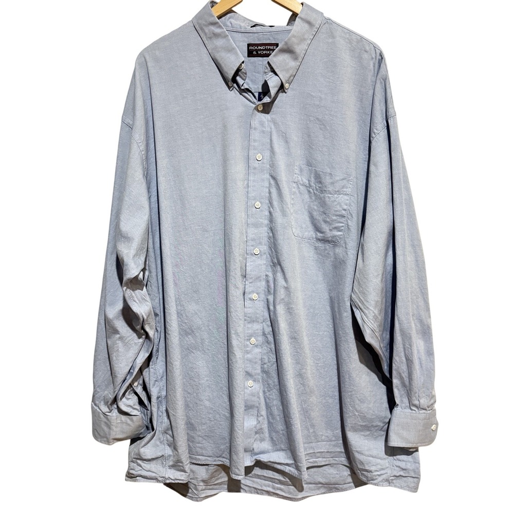 Roundtree & Yorke Mens Long Sleeve Button Up Shirt Size 20/37 100% Cotton